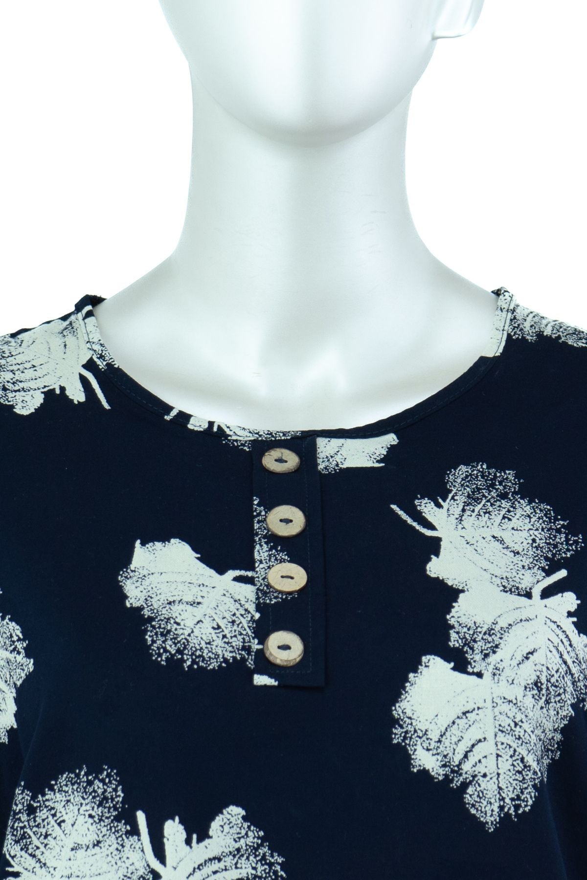 Kadın Anne Bluz Çınar Yaprağı Desenli Rahat Kesim Büyük Beden Likrasız Viskon Kumaş